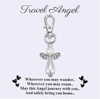 Travel Guardian Angel Charm Keychain, Safe Travels Good Luck Charm, Travel Gift for Traveler, Adventure Blessing Accessory