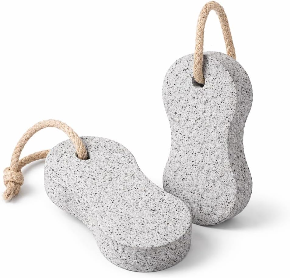 Pumice Stone Pack of 2 Natural Volcanic Stones for Gentle Exfoliation, Callus and Dead Skin Removal, Safe for Feet and Hands