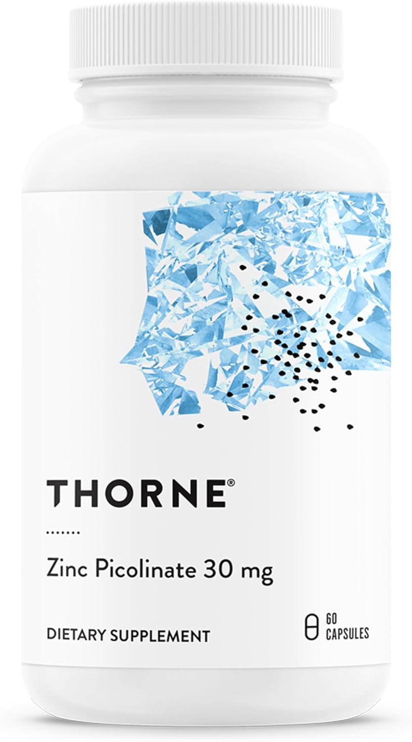 THORNE - Zinc Picolinate 30 mg - Highly Absorbable Zinc Supplement - Supports Immune System, Eye, Skin & Reproductive Health* - Third-Party Certified - Gluten, Dairy & Soy-Free - 60 Capsules
