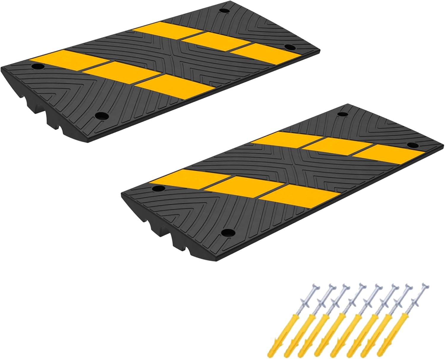 2-Pack 35.4" x15.75”x2.6 Heavy Duty Rubber Curb Ramp Threshold Bridge Tracks Curb Ramps 22,000 lbs Capacity Driveway Ramp for Cars Trucks SUVs, Wheelchairs, Warehouse- Black Car Ramps for Driveway