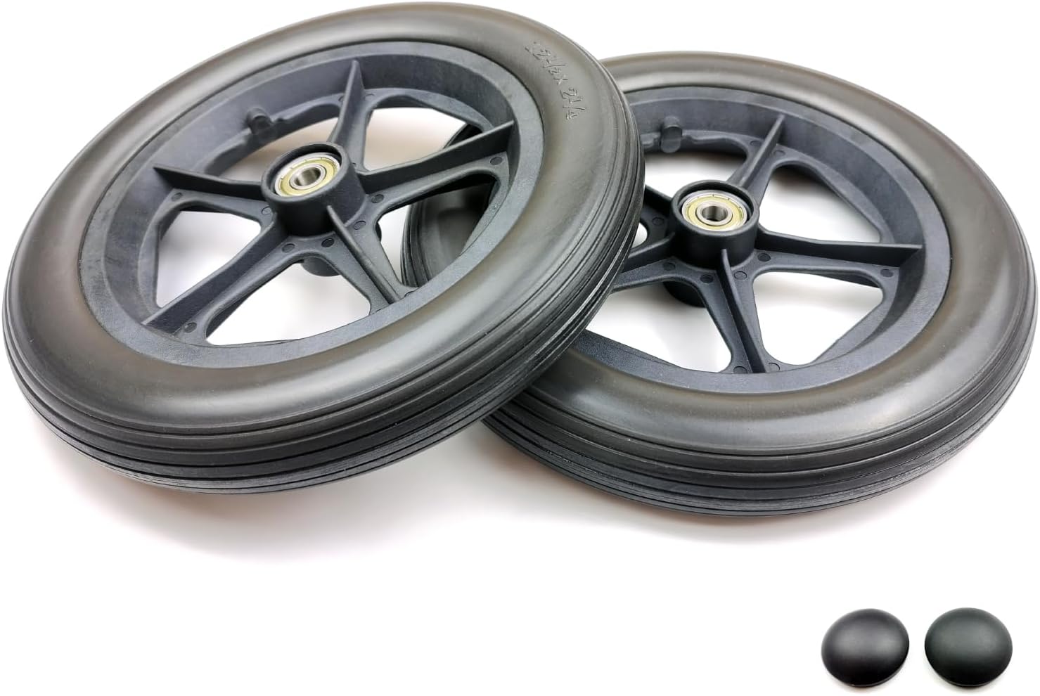 1Pair 12 inch wheelchair wheels replacements,W/bearings 12-1/2"x2-1/4" Rear Wheel for Lightweight Expedition transport chair,wheelchair,Solds as Pairs,Black