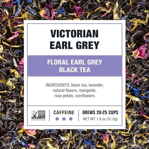 Tiesta Tea - Victorian Earl Grey, Loose Leaf, Floral Earl Grey Black Tea, Premium Blend, High Caffeinated Black, Make Hot or Iced Brews Up to 25 Cups, 1.8 Ounce Resealable Pouch