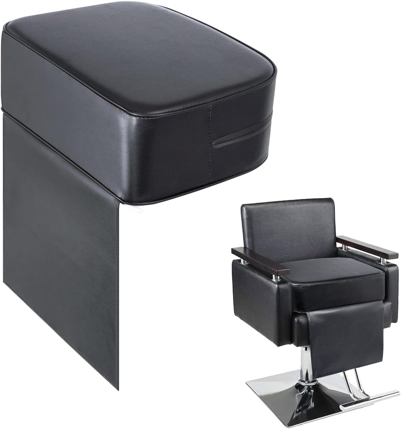 Salon Barber Booster Seat Cushion for Hair Cutting Salon Leather Pads, Boat Booster seat Cushion, Styling Chair Seat Booster, Barber Beauty Salon Spa Equipment Black