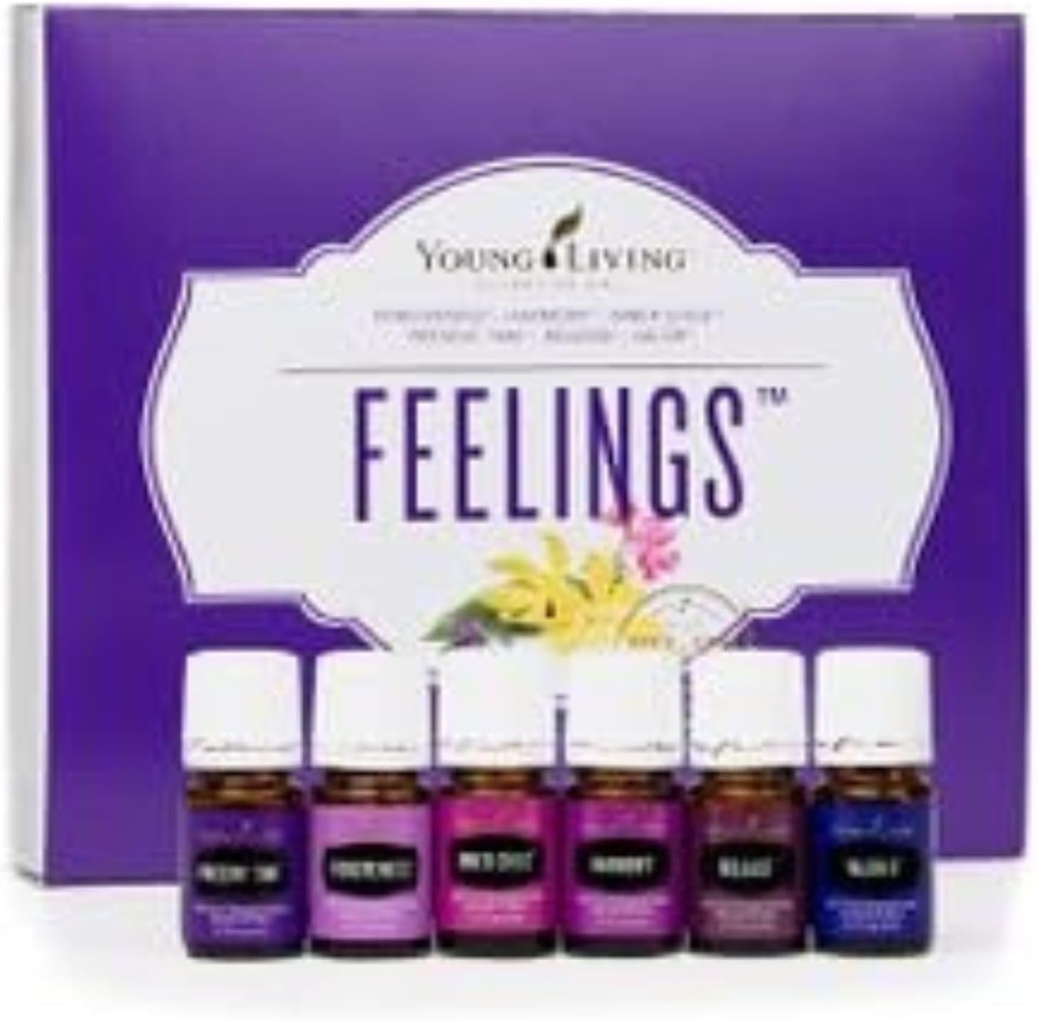 Young Living Feelings Kit - Essential Oil Collection Perfect for Diffusion - Includes Forgiveness, Harmony, Inner Child, Present Time, Release, Valor - 6 x 5 ml