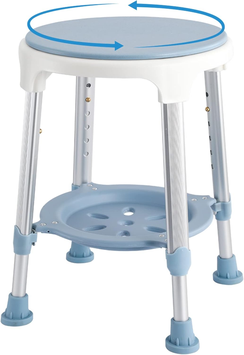 Shower Chair Stool for Inside Shower, Small Corner Plastic Stool for Shower 300 Lb,360° Swivel Bath Shower Seat for Seniors Adults Sitting, Adjustable Bathtub Stool with Storage Tray