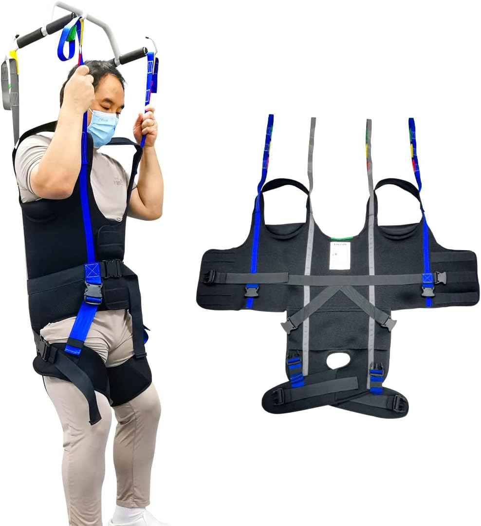 EZ Assistive Patient Lift Walking Sling Medical Hoist Standing Aids for Ambulating Support Training, Pelvic Padded 500lbs Safety Loading Weight (Black-M)