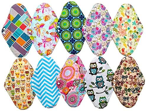 10PCS 14 Inch Overnight Cloth Reusable Washable Menstrual Pads Sanitary Pads
