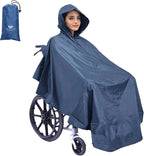 Wheelchair Poncho Wheelchair Cover Lightweight, Breathable & Waterproof Wheelchair RainCape Universal Fit, Mobility Scooter & Electric Wheelchair Poncho Full Body Coverage for Adults Reusable (Blue)
