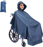 Wheelchair Poncho Wheelchair Cover Lightweight, Breathable & Waterproof Wheelchair RainCape Universal Fit, Mobility Scooter Poncho Full Body Coverage for Adults Reusable (Blue)