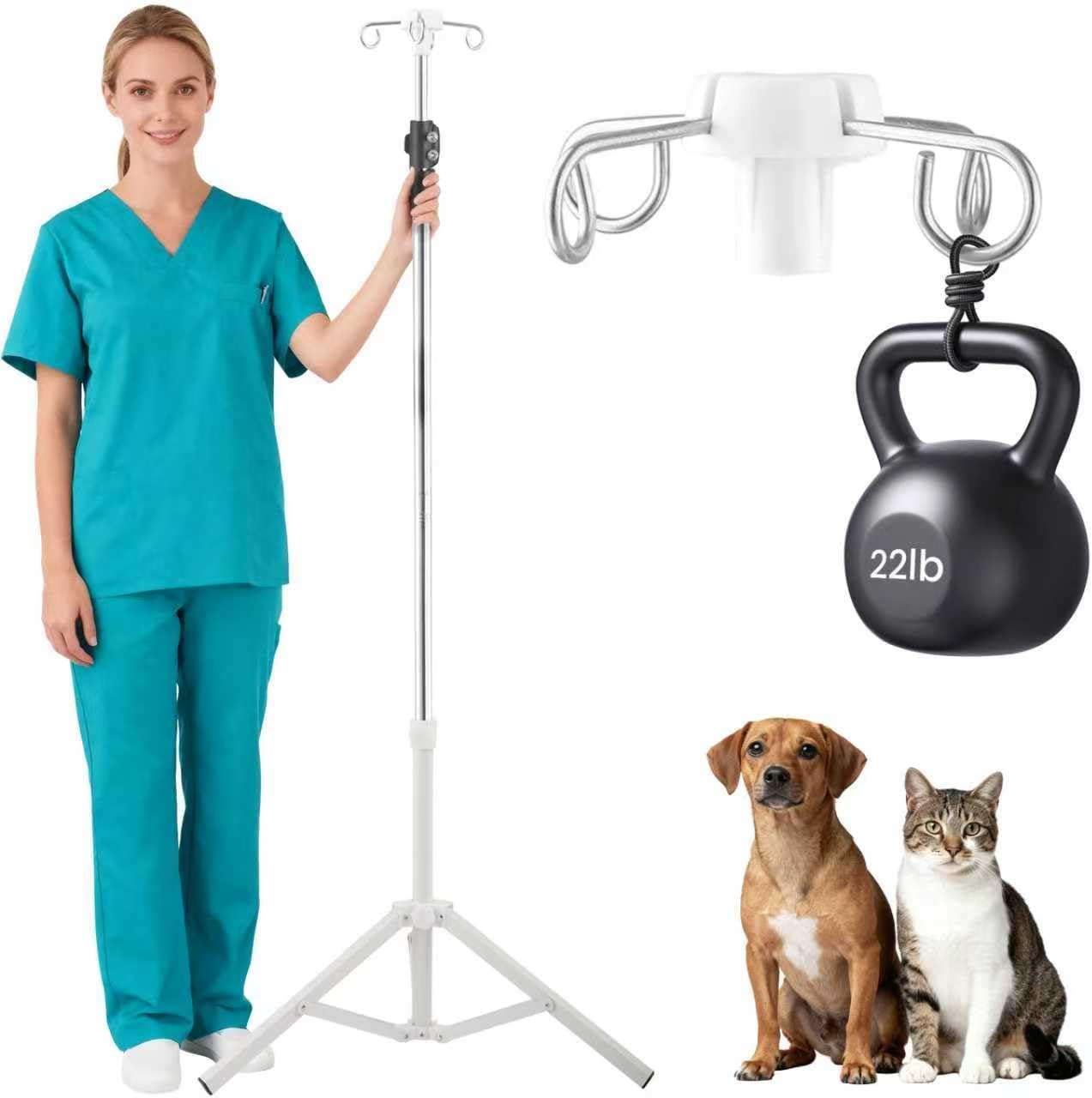 IV Poles,46to 85In IV Stand Floor with 4 IV Bag Holder Stand Portable Telescopic Stabilizing Tripod Stainless Steels Pipe Extension Pole IV Influsion Pole Lightweight Strudy (46-84in)