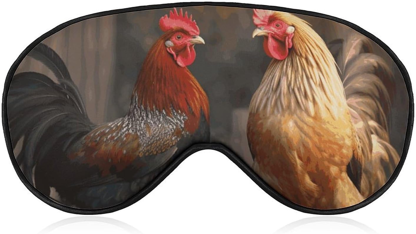 Rooster and Chicken Sleep Mask for Women Men, Soft Eye Mask with Adjustable Strap for Sleeping, Light Blocking Travel Blindfold for Nap Comfortable Eye Cover for Home Office