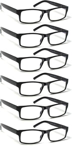 BIENCOOL 6 Pack Reading Glasses Traditional Frames for Men and Women Readers with Spring Loaded Hinges