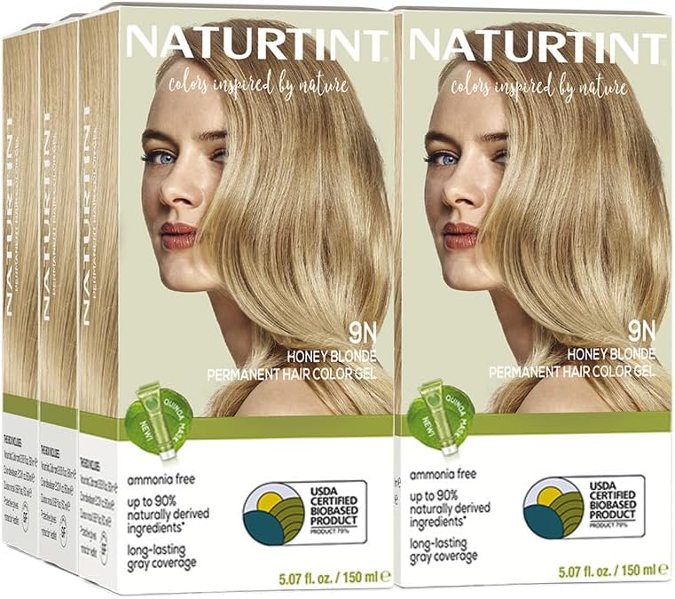 Naturtint 9N Honey Blonde Permanent Hair Color (Pack of 6), Ammonia Free, Vegan, Cruelty Free, up to 100% Gray Coverage, Long Lasting Results (Packaging may vary)