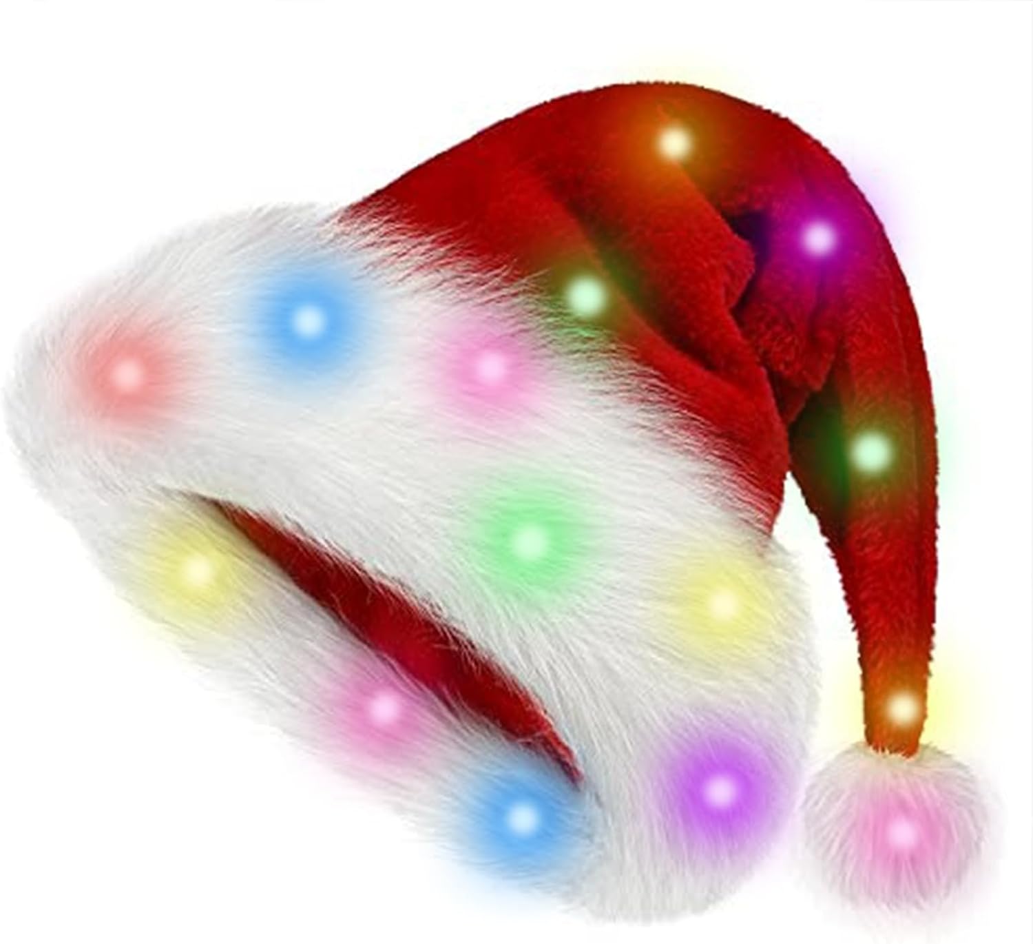 BSVI Christmas Hat, Santa Hat Holiday for Adults Unisex Velvet Comfort Extra Thicken Fur Xmas Hat for New Year Festive Party