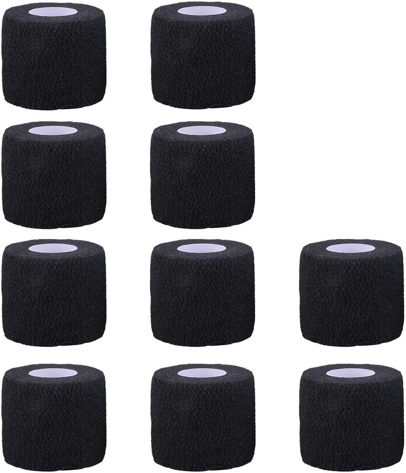 ETOPARS 10 X Self Adhesive Cohesive Wrap Bandages Strong Elastic First Aid Tape Black for Wrist Ankle Sport 2" X 5 Yards