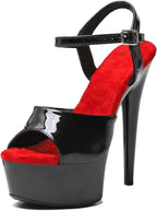 WUXIN H&P Women's 6 in Platform Sandal Heels With Ankle-Strap - Sexy Pole Dance High Heel, 15 cm Exotic Dancer Shoes Stiletto