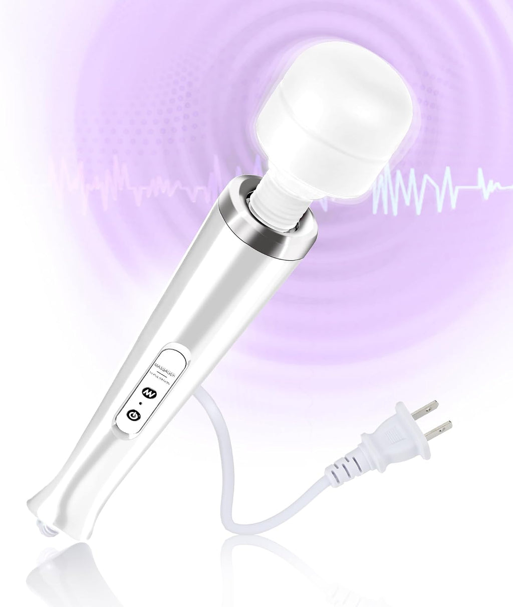 Wired Wand Massager for Women, 10-Speed Electric Handheld Deep Tissue Massager, Powerful Plug-in Full Body Muscle Recovery Tool for Neck, Back, Shoulder & Foot Relief (White)