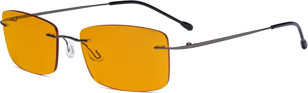 Eyekepper Titanium Rimless Orange Tinted Lenses Computer Reading Glasses Readers Men Women
