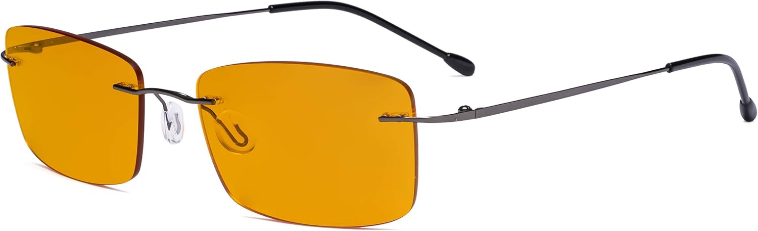 Eyekepper Titanium Rimless Orange Tinted Lenses Computer Reading Glasses Readers Men Women