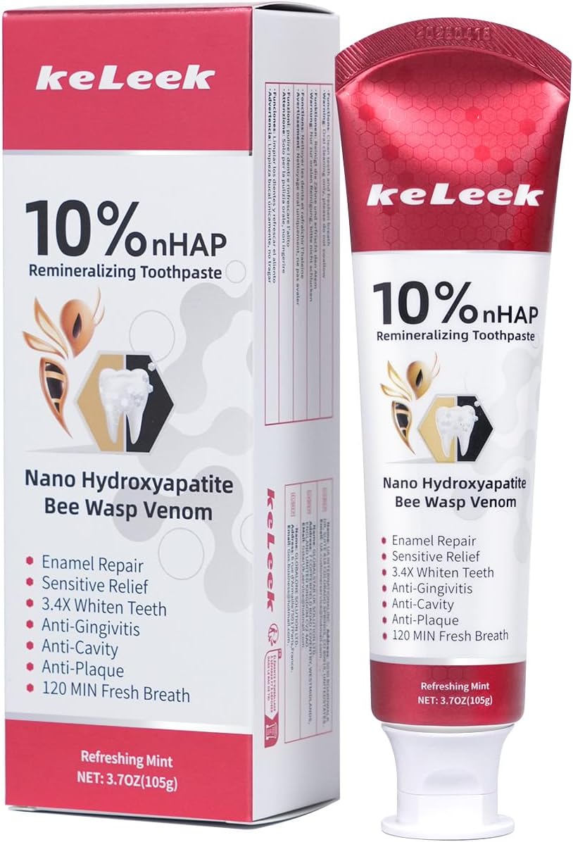 10% Nano-Hydroxyapatite Bee Wasp Venom Toothpaste for Remineralizing Enamel & Sensitive Relief, Fights Plaque- 12OMIN Fresh Breath