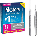 Piksters Interdental Brushes, 35 pk, Size 0, Interdental Tooth Brush for Very Tight Gaps, Gum Soft Bristles for Plaque Removal, Safe for Braces