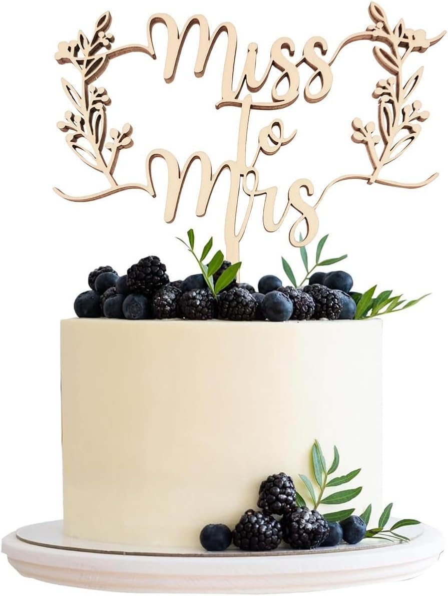 Miss to Mrs Cake Topper,Wooden Bride and Groom Cake Topper Wedding Anniversary Bridal Shower, Engagement Party Decorations, Wedding Decoration, Perfect Keepsake