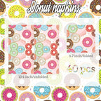 Donut Time Theme Party Napkins, 40PCS Donuts Tim Napkins Disposable, Donut Time Party Supplies Birthday Decorations, Donuts Dinner Paper Napkins for Wedding, Theme Partty, Birthday, 6.7 Inch