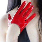 DooWay HALF PALM GLOVES 13CM Extra Short Faux PU Leather for Women Fashion Costumes Driving Party Dressing Dancing