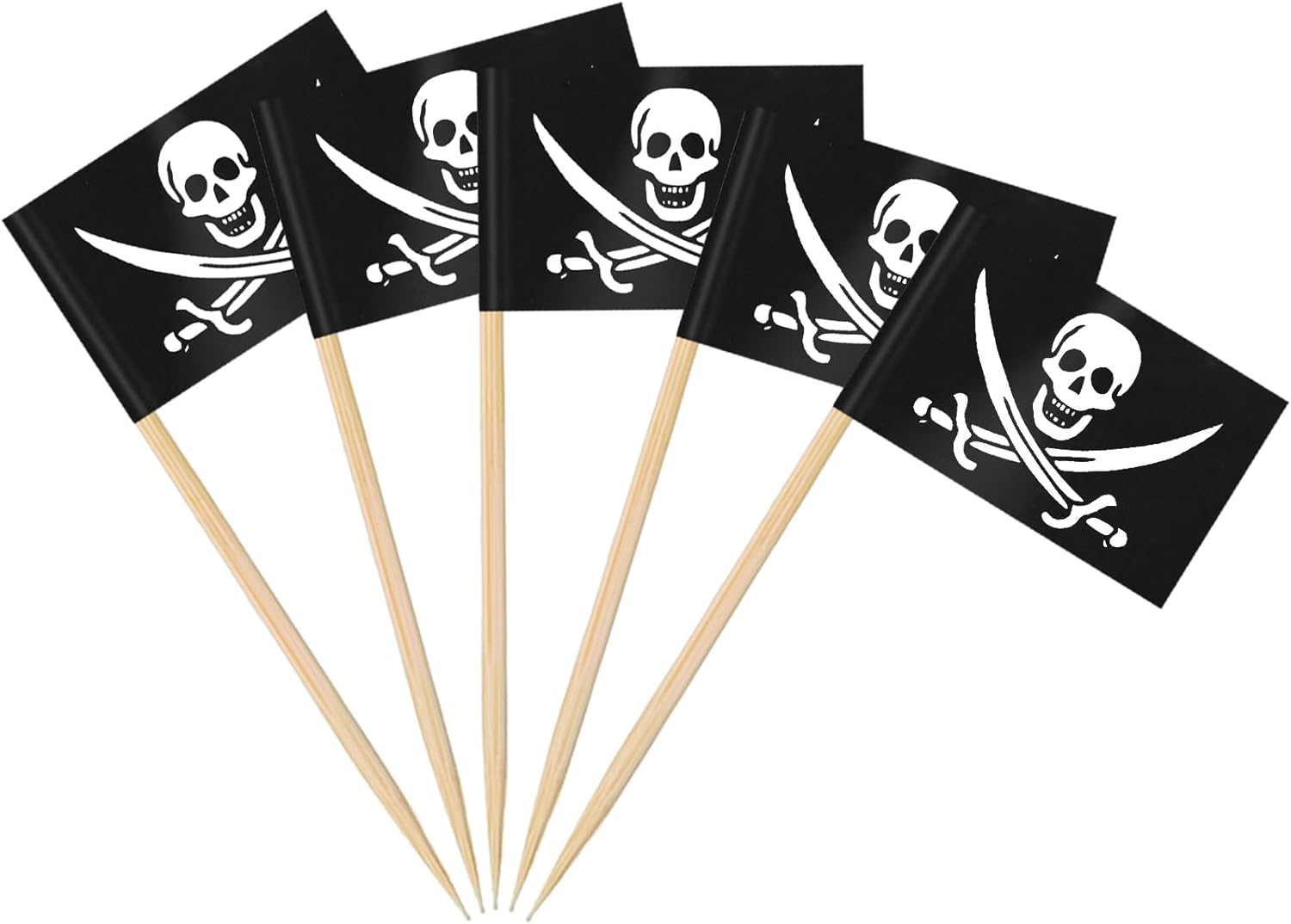 AhfuLife Pirate Flag Toothpicks - 100 Pcs Sword Toothpicks, Mini Pirate Cupcake Toppers for Party Decorations, Halloween Decorations