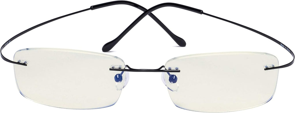CessBlu Titanium Computer Glasses Reading Eyeglasses Frameless Readers Blue Light Filter