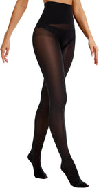 HOTBOSS Unbelievable Durability Tights, Seamless Rip Resistant Pantyhose, 40D Semi Sheer Control Top Tights for Women