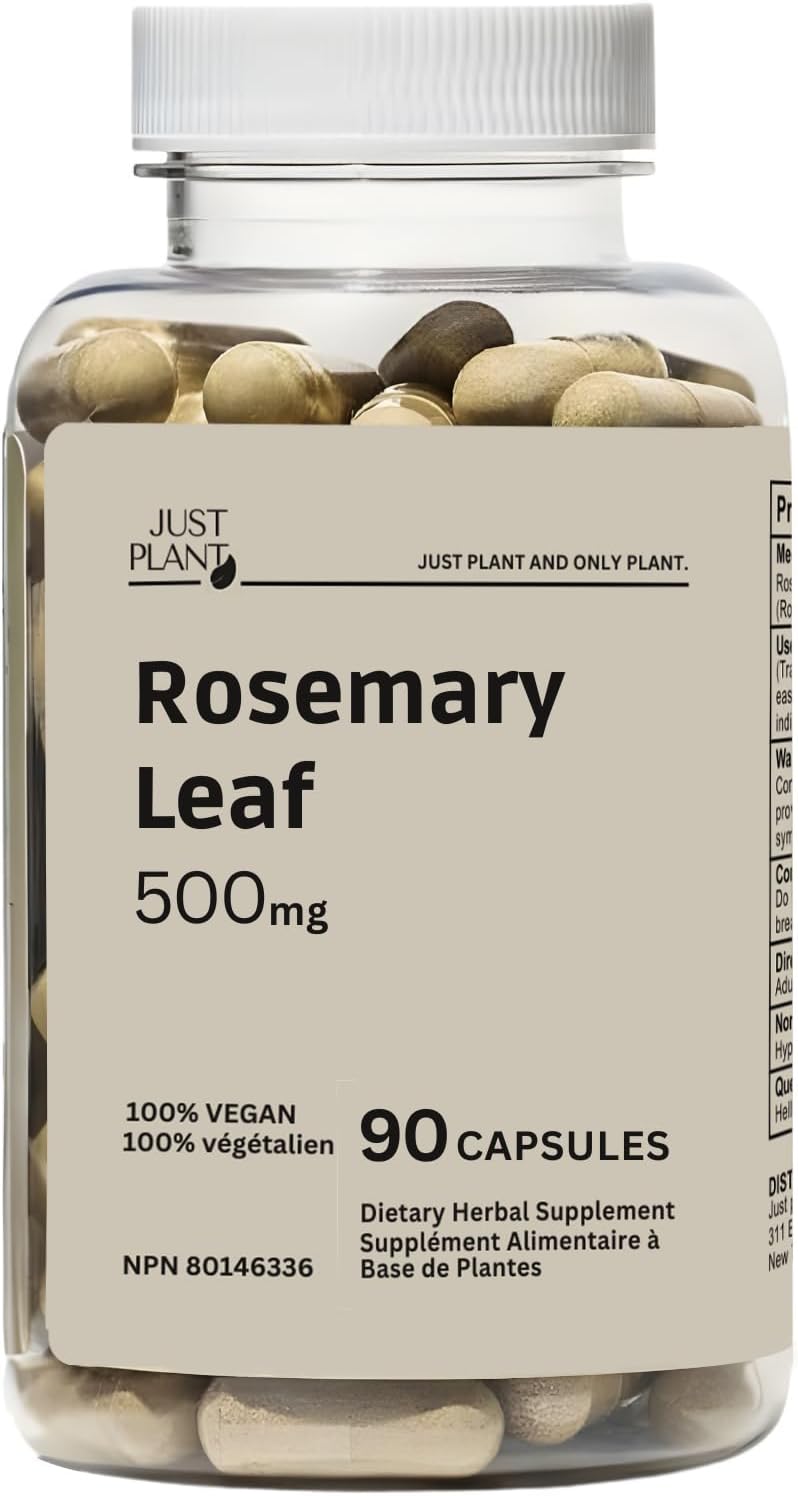 Rosemary Leaf Extract 500mg, 90 Capsules | Herbal Supplement for Memory, Body & Hair Wellness | Vegan, Gluten Free | 45 Servings, Made in USA
