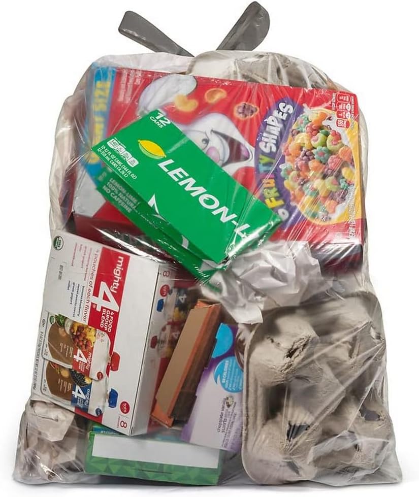 Ultrasac 13 Gallon 0.69 MIL Clear Drawstring Trash Bags - 24" x 27" - Pack of 60 - For Home, Kitchen, Bathroom, & Office
