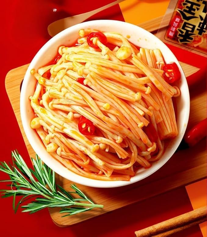 Instant Fresh Spicy Enoki Mushrooms,Pickled Mixed Vegetables,Spicy Instant Dishes,Seasoned Dishes,Convenient Snacks,Mala Latiao,Leisure Foods,Delicious Chinese Snack Gifts (10 packs)