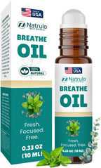 Breathe Essential Oil Roll On – Natural Peppermint Oil & Eucalyptus Oil for Skin – Refreshing Aromatherapy Essential Oil Roller to Support Clear Breathing, Focus & Revitalization – 10 ml, Made in USA