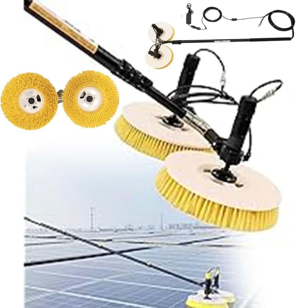 Electric Solar Photovoltaic Panel Cleaning(Double Head),Solar Cleaning Brush,Cleaning Width 65cm,telescopic solar panel cleaning brushes rod,Large Cleaning Range,3.5m
