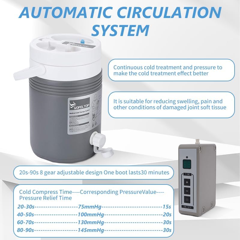 Cryo Cuff Ankle Cold Therapy Machine Kit, Cryotherapy Freeze System Portable Ankle Cold Compression Machine Cold Pack for Long-Term Relief Ankle's Injuries Pain and Post-Surgery Recovery