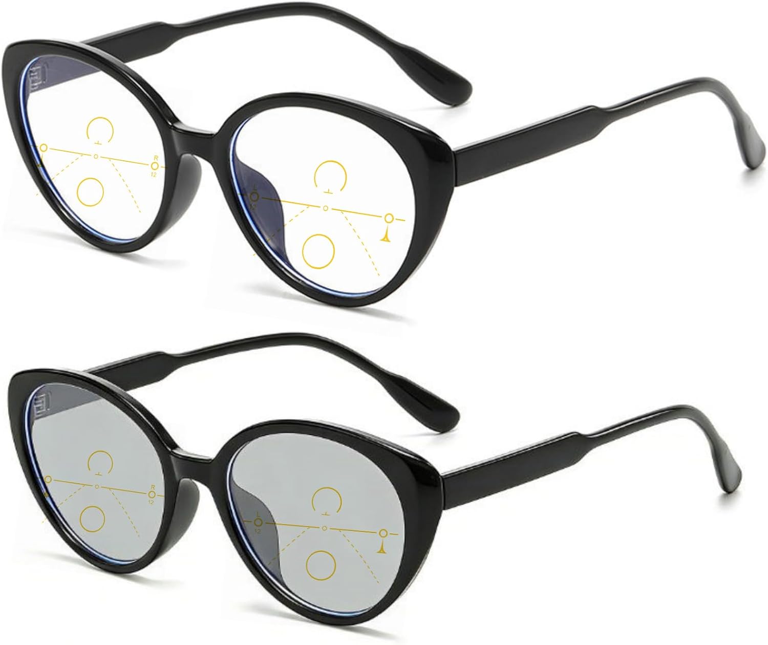 willochra Retro Women Photochromic Progressive Multifocus Transition Reading Glasses Cat Eye Multifocal Readers