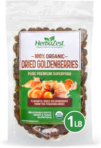 HerbaZest Goldenberries Dried Organic – 1 LB – USDA Certified, Vegan & Gluten Free Superfood – Perfect for Snacks, Baked Goods, Yogurt, Cereal & Smoothies