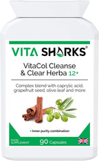VitaCol Cleanse & Clear Herba 12+ Immunity Boosting Bowel & Colon Cleansing Vegan Formula. 12 Natural Kosher Ingredients for Digestive Health & General Body Detox