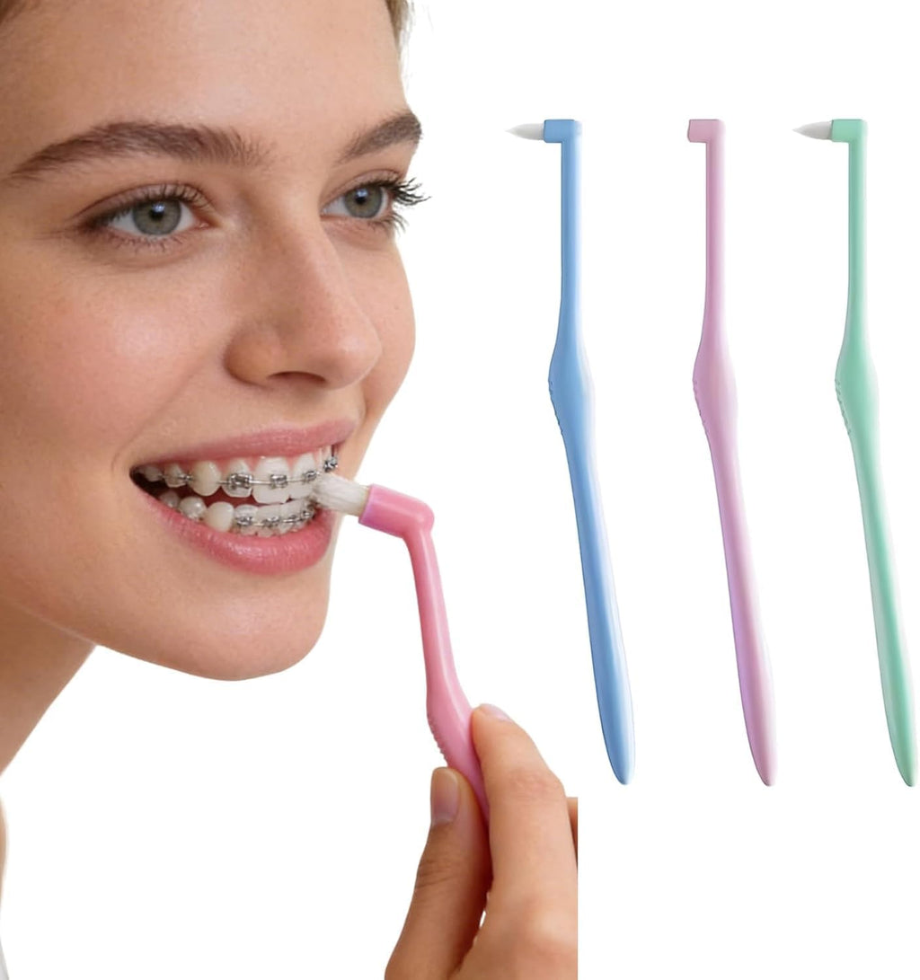 Orthodontic Toothbrushes, Interdental Brush Gum Toothbrush, BPA Free Soft Bristle Toothbrush, Compact Interspace Brush & Soft Manual Teeth Brushes for Sensitive Gums, Braces Wisdom (3)