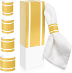 200Pcs Upgrade Lengthened Paper Napkin Band,Napkin Ring Self Adhesive, Silverware Wraps Bands Bulk for Rolling Silverware Table Setup Wedding Event Party Supply (Gold, Large)