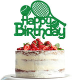 Happy Birthday Tennis Cake Topper Boys Men Tennis Player Cake Toppers Racket Ball Sport Theme Happy Birthday Party decoration Green glitter