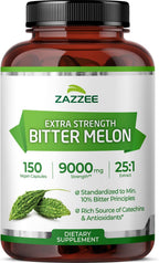 Zazzee Extra Strength Bitter Melon 25:1 Extract, 10% Bitter Principles, 150 Vegan Capsules, 5 Month Supply, Momordica Charantia, Antioxidant & Metabolic Support, Non-GMO, Made in the USA