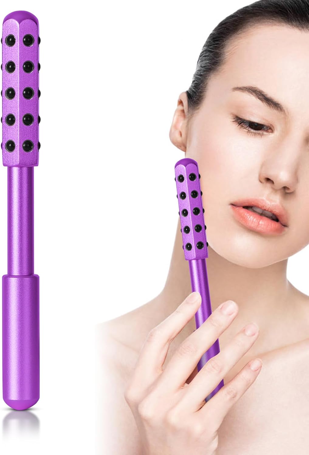 Up Lifting Massaging Beauty Roller Radiance Roller 30 Germanium Stone Face Roller for Uplift and Skin Care,Uplifting Face Massager for Valentines Day Gifts (Purple)