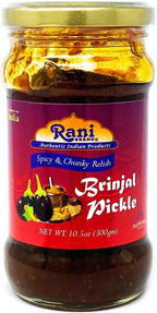 Rani Brinjal (Eggplant) Pickle Mild (Achar, Spicy Indian Relish) 10.5oz (300g) Glass Jar ~ Vegan | Gluten Free | NON-GMO | No Colors | Popular Indian Condiment, Indian Origin