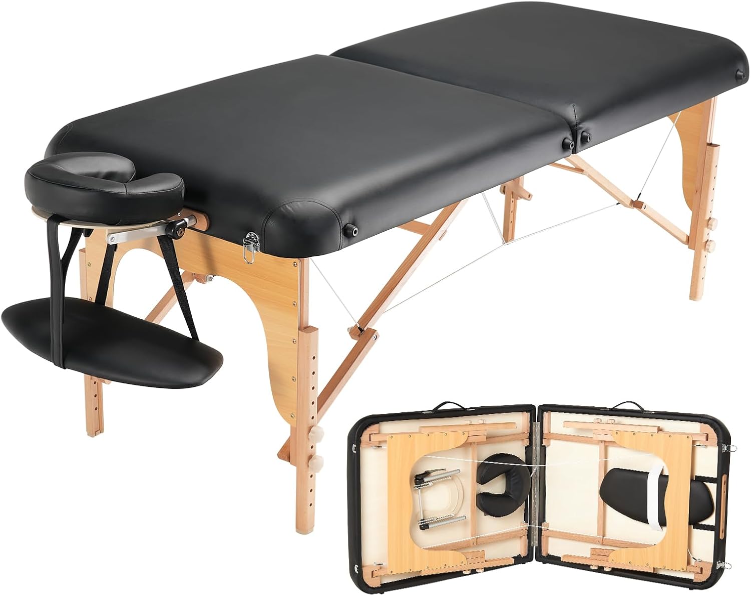VEVOR Professional Wide Massage Table 30" W, Heavy Duty Folding Massage Table, 750LBS, 8-Level Height Adjustable Facial Salon Tattoo Bed, Portable Spa Table with Headrest, Hand Pallet & Carrying Bag