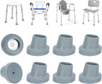 supregear Shower Chair Leg Caps - Heavy Duty Replacement Feet for Shower Stools Bath Seat, 1-1/8" I.D. Slope Rubber Tips for Transfer Bench Non-Slip Extreme Grip Suction Cup Feet, 8PK