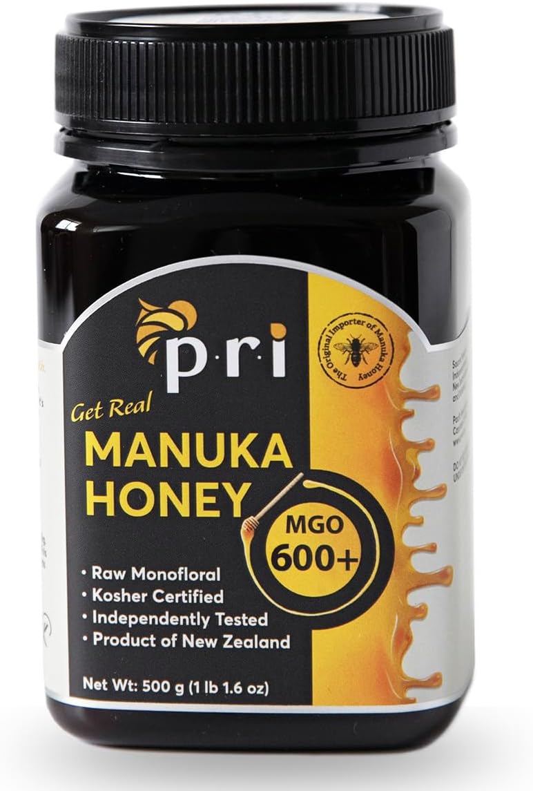P.R.I Manuka Honey MGO 600+, High‑Potency Monofloral New Zealand Honey, Cool‑Processed & QR‑Traceable (500g/1.1lb)