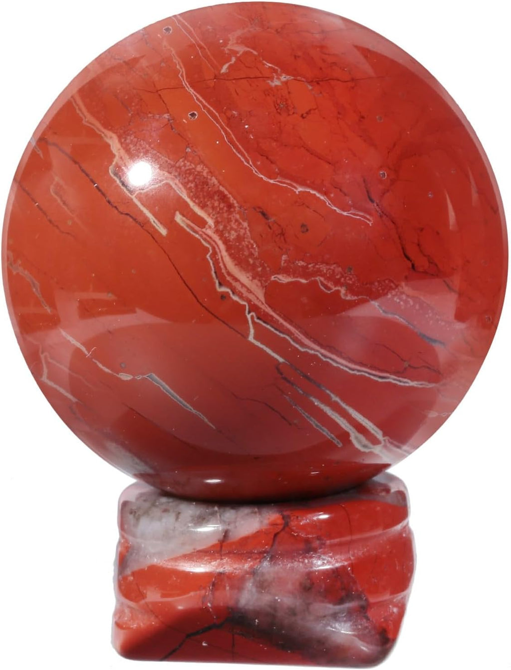 Nupuyai Healing Natural Red Jasper Quartz Crystal Sphere Ball Decor for Home Office Polished Energy Stone Sphere with Crystal Stand (1.6")